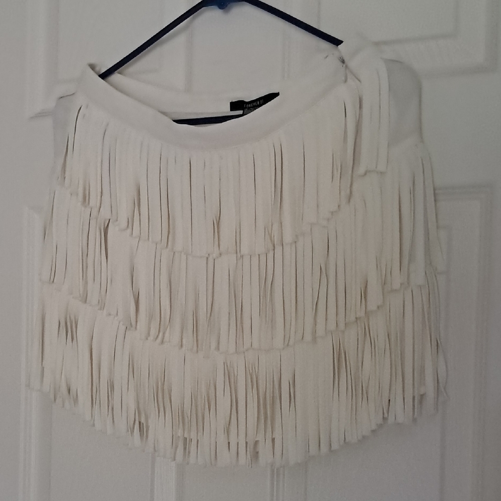 White Fringe Skirt